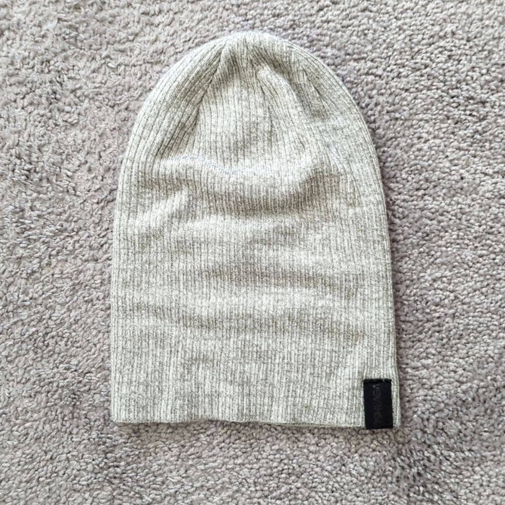 Beige Ribbed Knit Beanie Hat - Brand: Unbranded